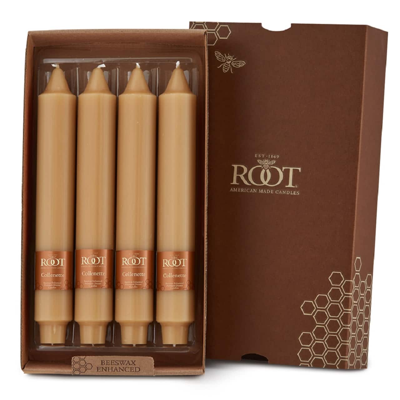 Root Candles 9" Unscented Smooth Collenette Taper Candles, 4ct.